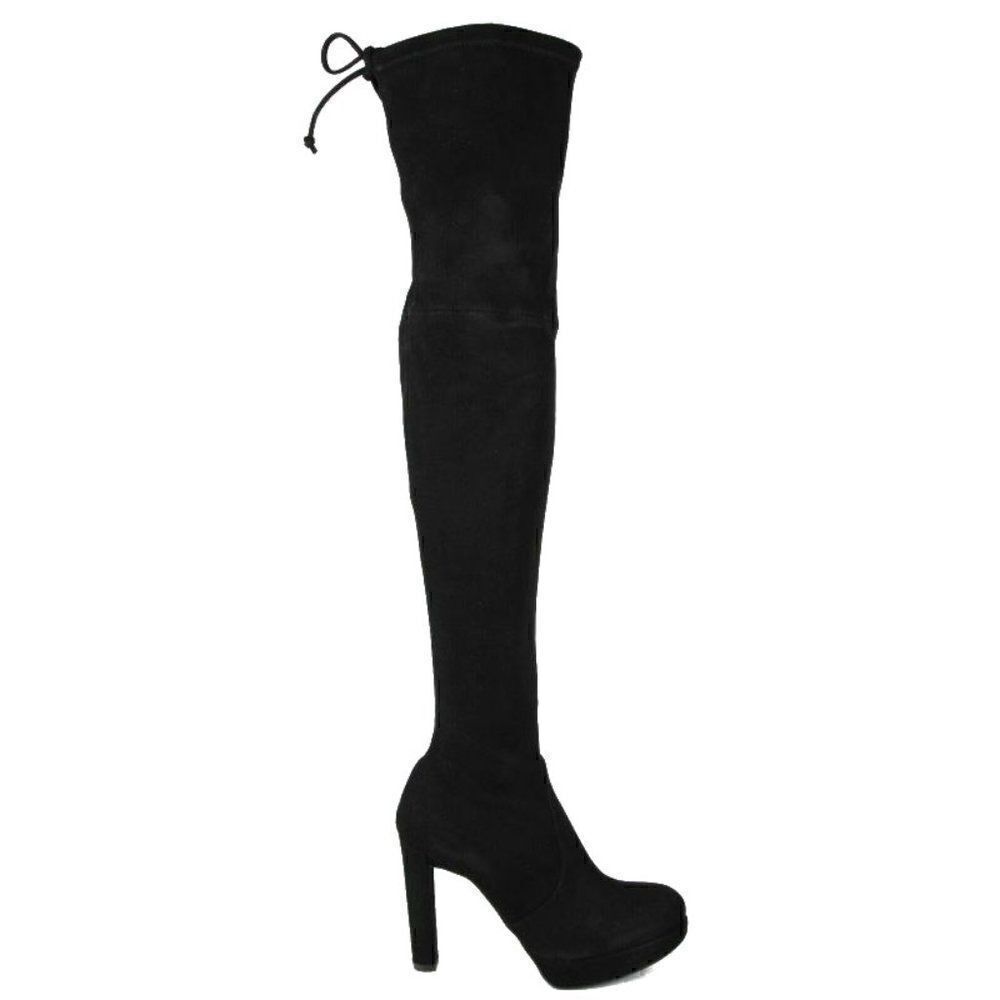$865 Stuart Weitzman Plathighland Black Suede Over-the-knee Platform Boot - Picture 7 of 9